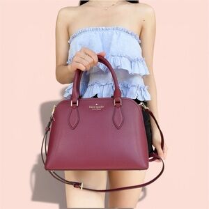 Kate spade ♠️| Darcy Small Top Zip Satchel Crossbody Blackberry Preserve Borgoñ